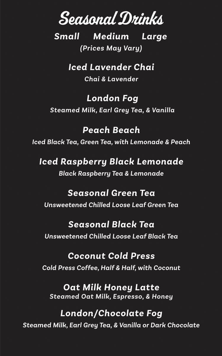 BlueNose Coffee store menu — page 4